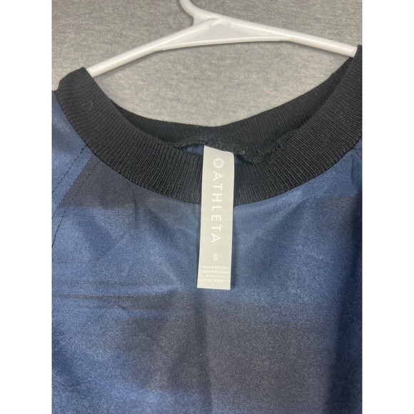 Athleta Womens S Muscle Tank Top Scallop Hem High‎ Neck Black Blue zephyr - Picture 3 of 7